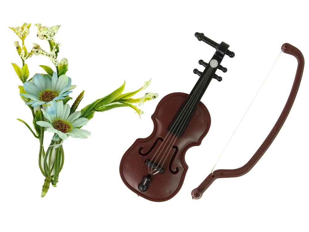 Lutka Emily crvenokosa s violinom i cvijećem_3