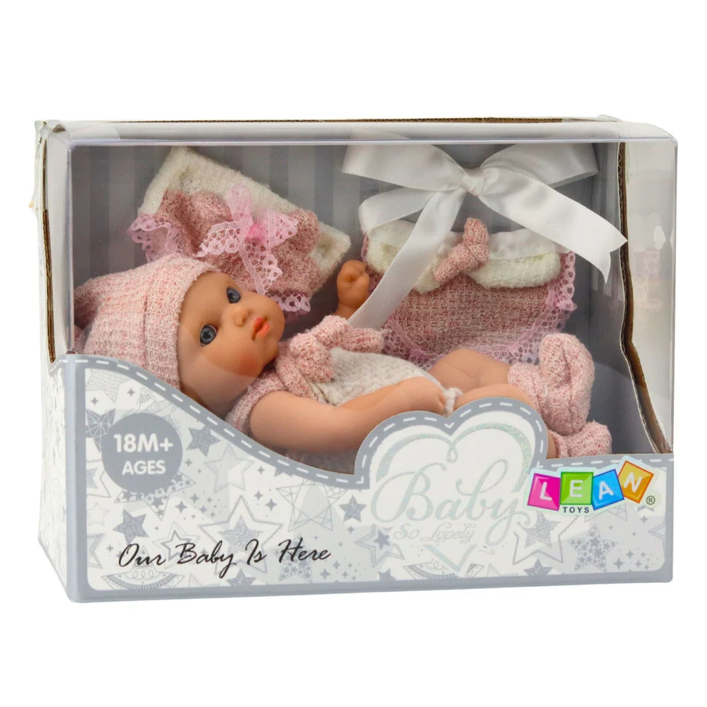 Lutka beba ružičasta odjeća s kapom i podbradkom 18 cm_6