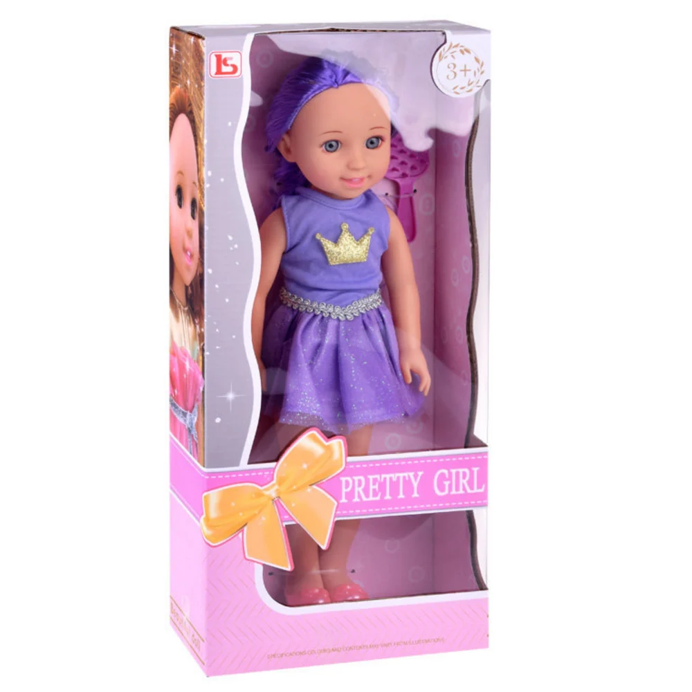 Lutka princeza s krunom, ljubičasta kosa i četka, 38 cm_4
