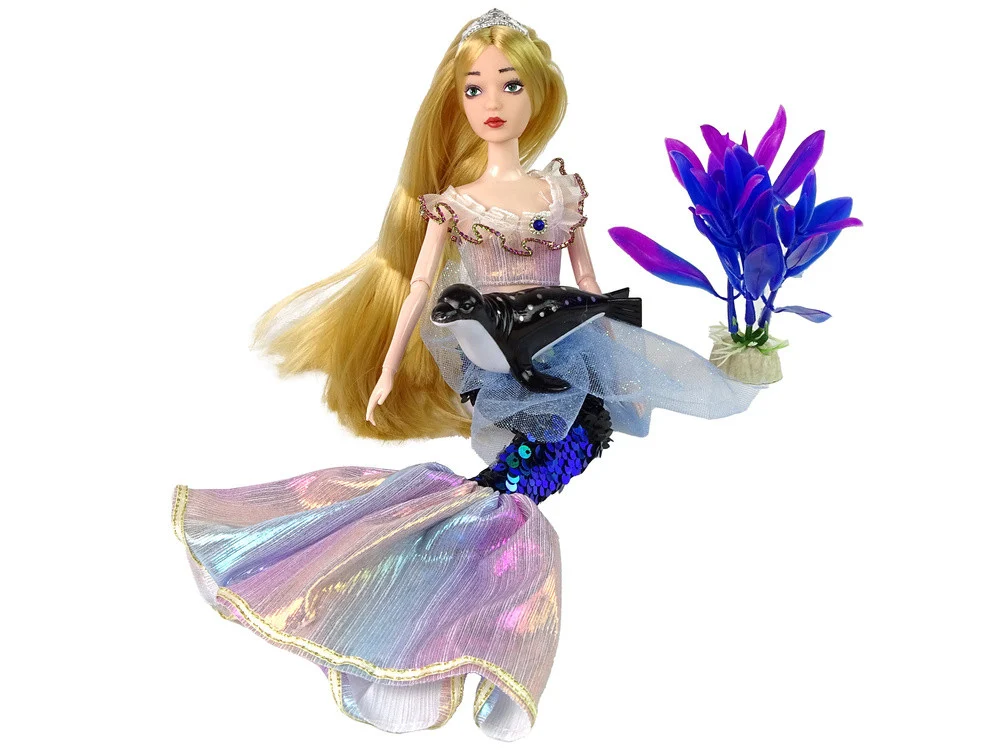 Lutka sirena Emily zeleni rep s tuljanom_4