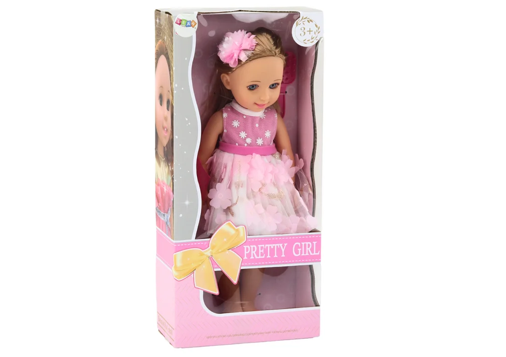 Lutka u ružičastoj haljini s četkom 38 cm_4