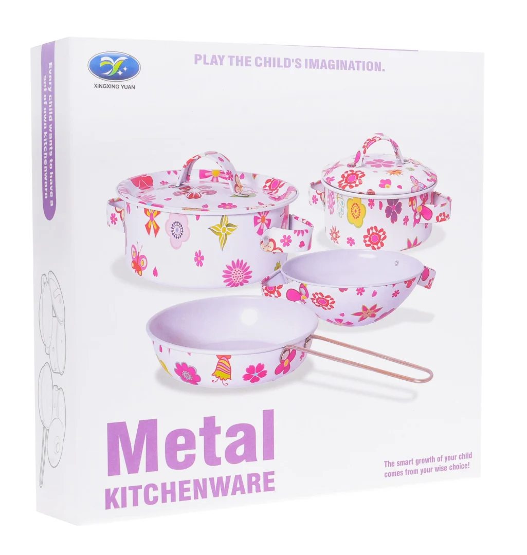 Mali kuharski set metalni lonci cvjetni 9 dijelova 3+_6