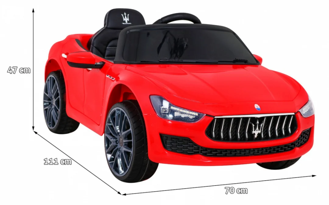 Maserati Ghibli Dječji automobil na baterije, crveni + daljinski upravljač + spori start, crvena_2