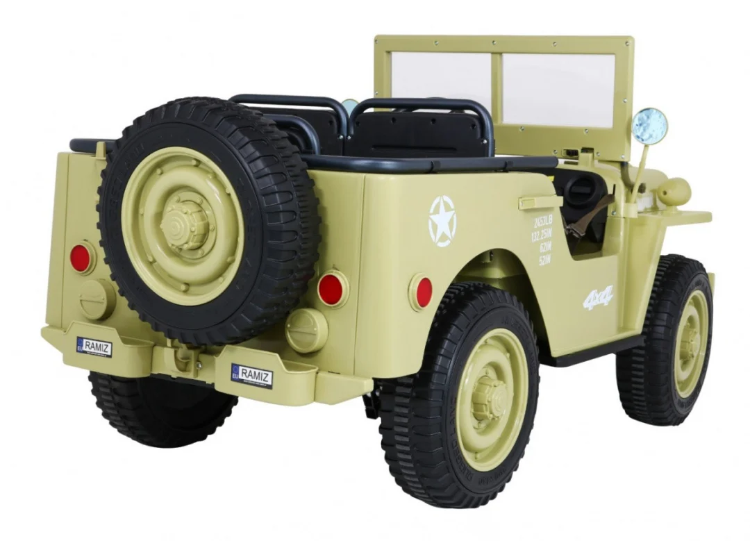 Matcha Retro Strong vojni auto na akumulator za 3 djece_4
