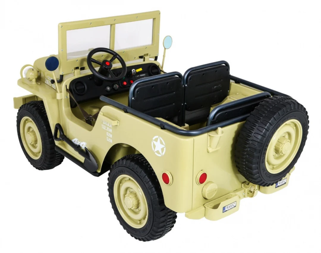 Matcha Retro Strong vojni auto na akumulator za 3 djece_8