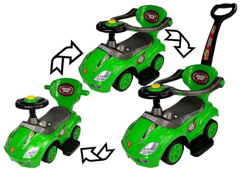 Mega autić 3u1 za guranje s ručkom, zeleni_2