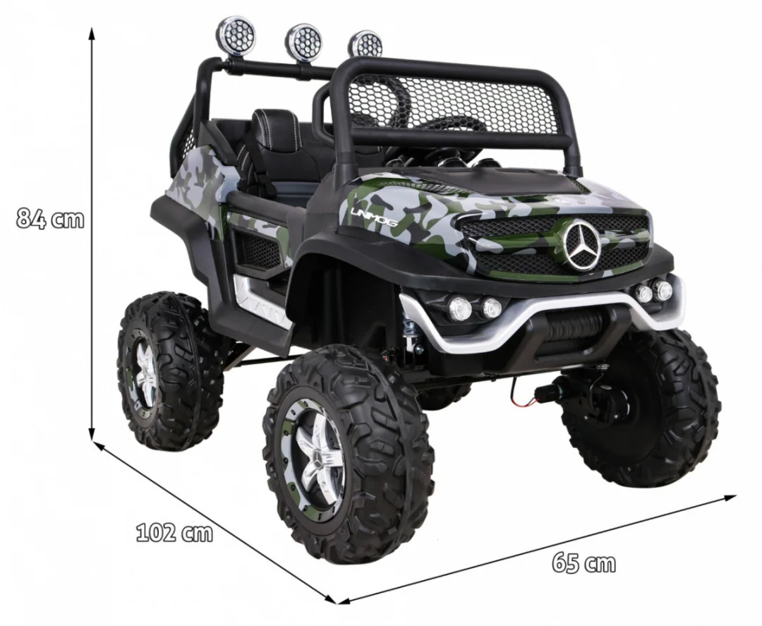 Mercedes Benz Unimog za djecu Camo boja + 4x4 pogon + daljinski upravljač + prtljažnik + spori_2