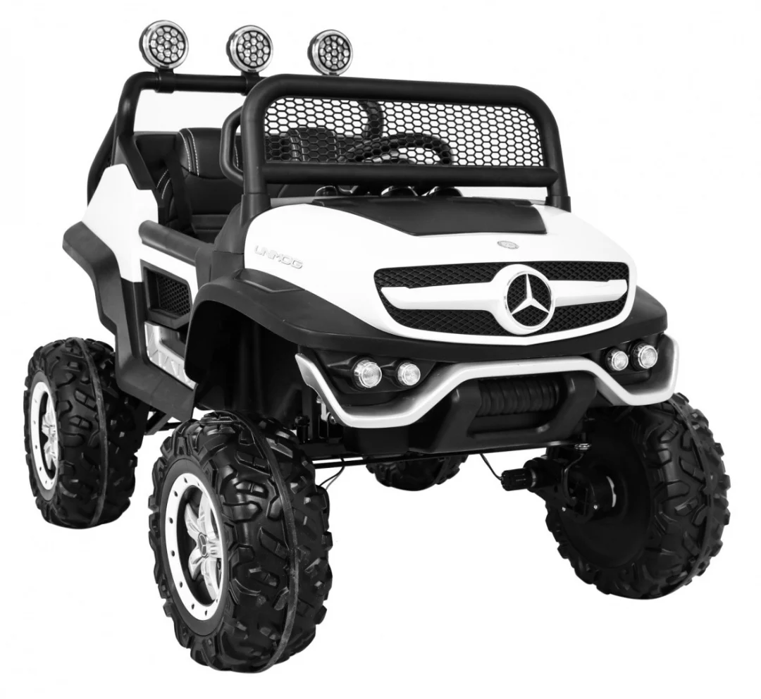 Mercedes Benz Unimog za djecu bijela boja + 4x4 pogon + daljinski upravljač + prtljažnik + spori_10