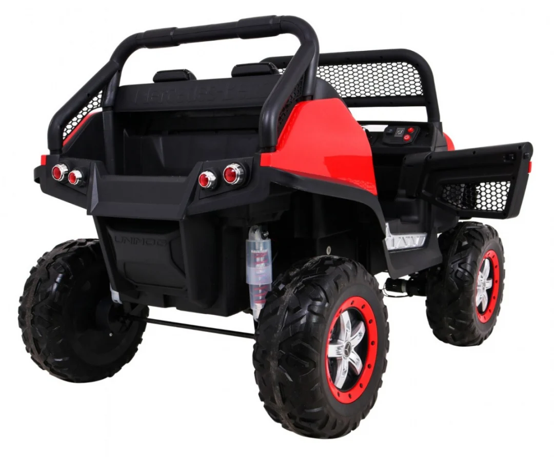 Mercedes Benz Unimog za djecu crveni + 4x4 pogon + daljinski upravljač + prtljažnik + spori, crvena_11