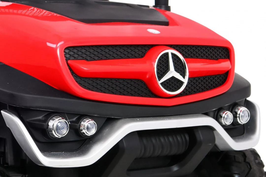 Mercedes Benz Unimog za djecu crveni + 4x4 pogon + daljinski upravljač + prtljažnik + spori, crvena_13