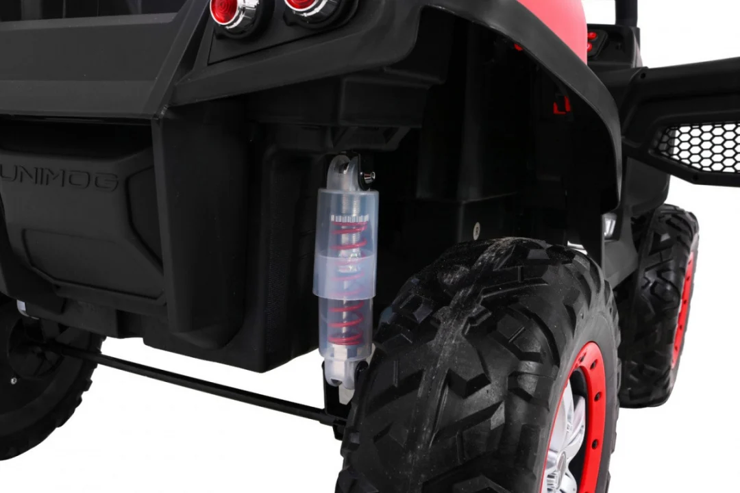 Mercedes Benz Unimog za djecu crveni + 4x4 pogon + daljinski upravljač + prtljažnik + spori, crvena_15