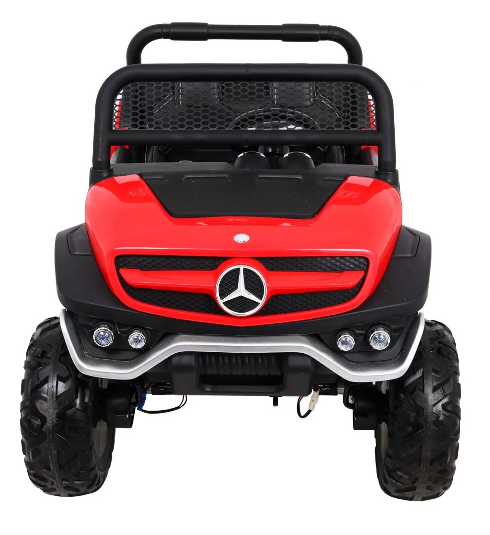 Mercedes Benz Unimog za djecu crveni + 4x4 pogon + daljinski upravljač + prtljažnik + spori, crvena_3