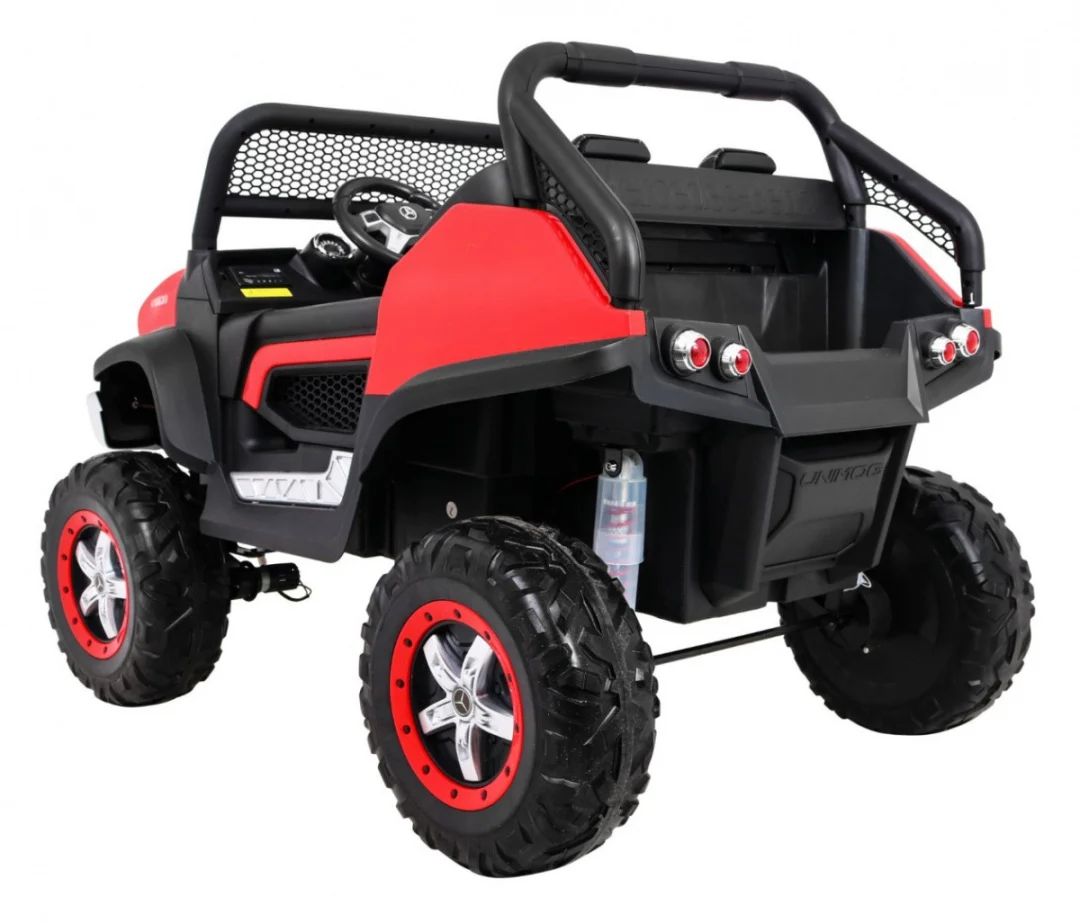 Mercedes Benz Unimog za djecu crveni + 4x4 pogon + daljinski upravljač + prtljažnik + spori, crvena_6