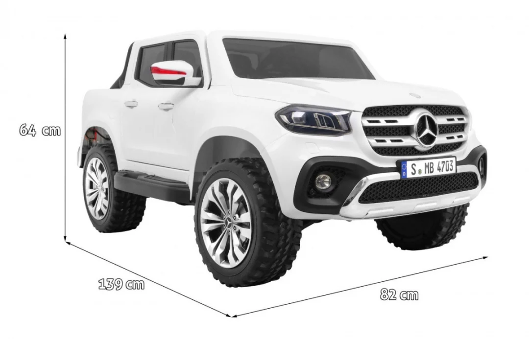 Mercedes Benz X-klasa za djecu Bijeli pick-up + daljinski upravljač + 4x4 pogon, bijela_2