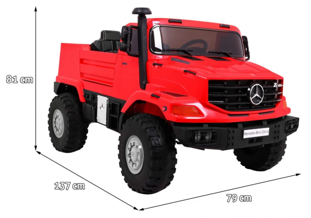 Mercedes-Benz Zetros dječji automobil na baterije, crveni + 2 sjedala + prtljažnik, crvena_2