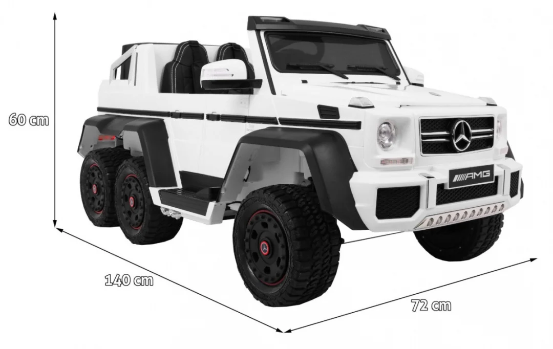 Mercedes G63 6x6 Dječji Automobil Bijeli + 2 Papučice Gasa + Podešavanje Sjedala + Audio, bijela_2