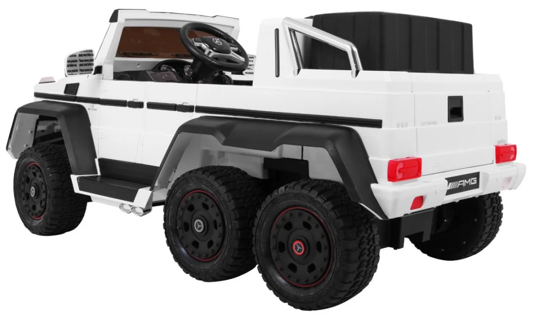 Mercedes G63 6x6 Dječji Automobil Bijeli + 2 Papučice Gasa + Podešavanje Sjedala + Audio, bijela_5