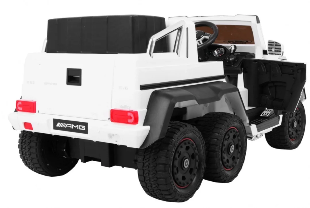 Mercedes G63 6x6 Dječji Automobil Bijeli + 2 Papučice Gasa + Podešavanje Sjedala + Audio, bijela_9