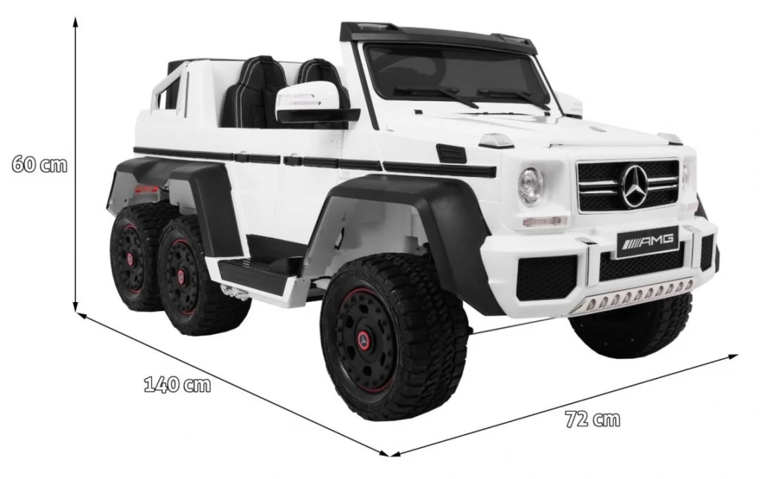 Mercedes G63 6x6 MP4 auto za djecu bijeli + 2 papučice za gas + podešavanje sjedala + MP4, bijela_2