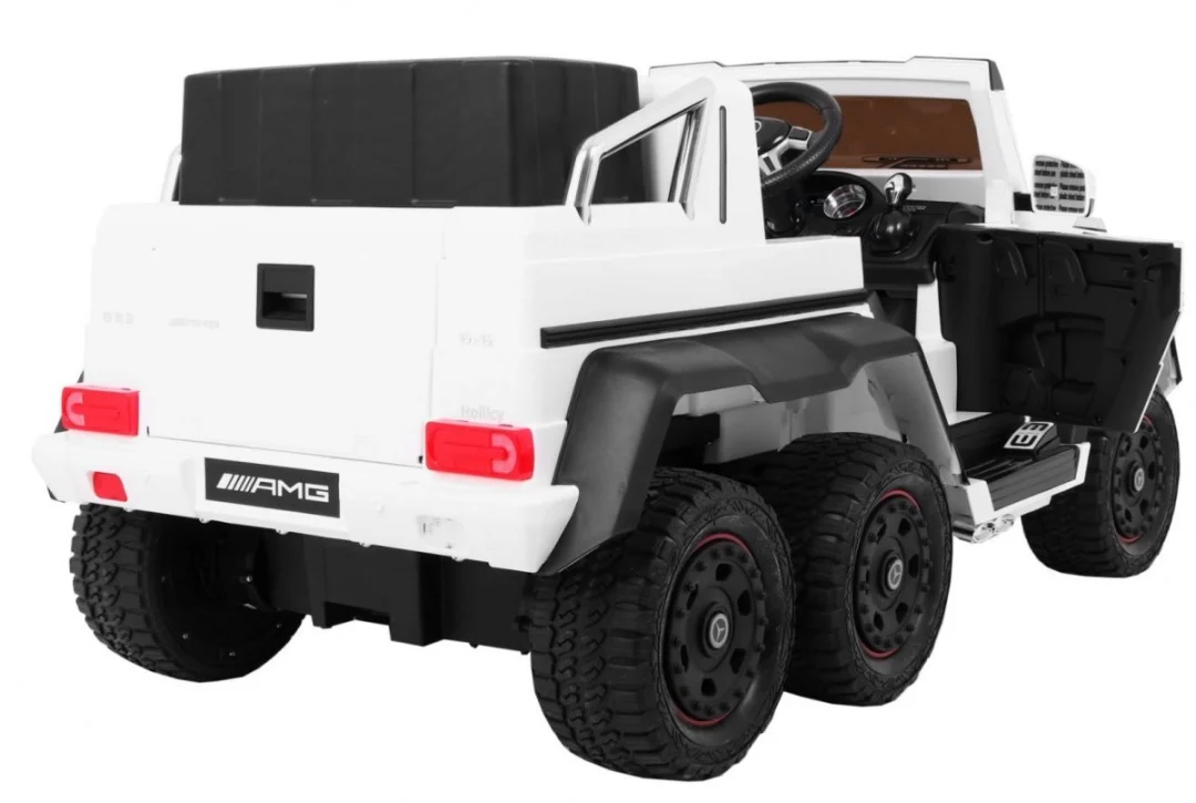 Mercedes G63 6x6 MP4 auto za djecu bijeli + 2 papučice za gas + podešavanje sjedala + MP4, bijela_7