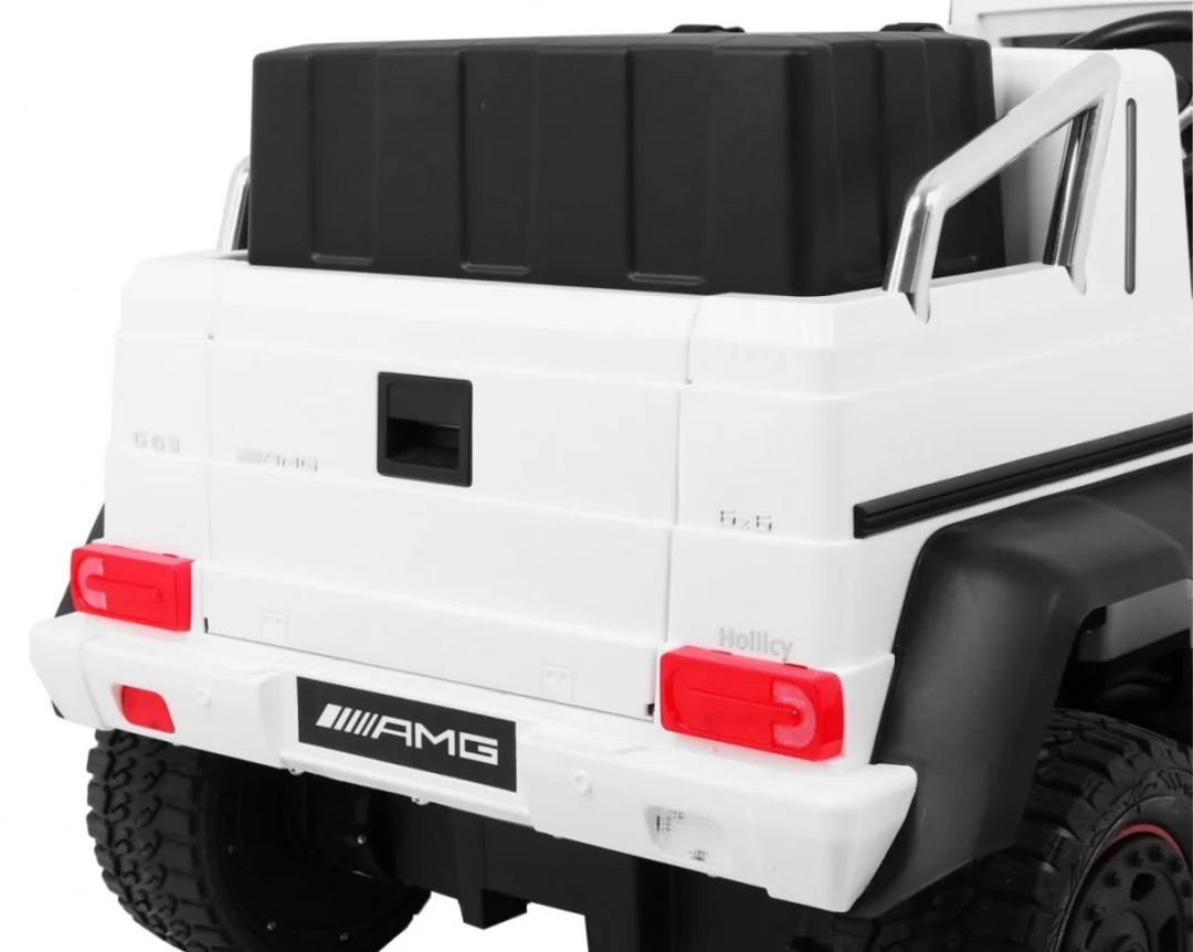 Mercedes G63 6x6 MP4 auto za djecu bijeli + 2 papučice za gas + podešavanje sjedala + MP4, bijela_8