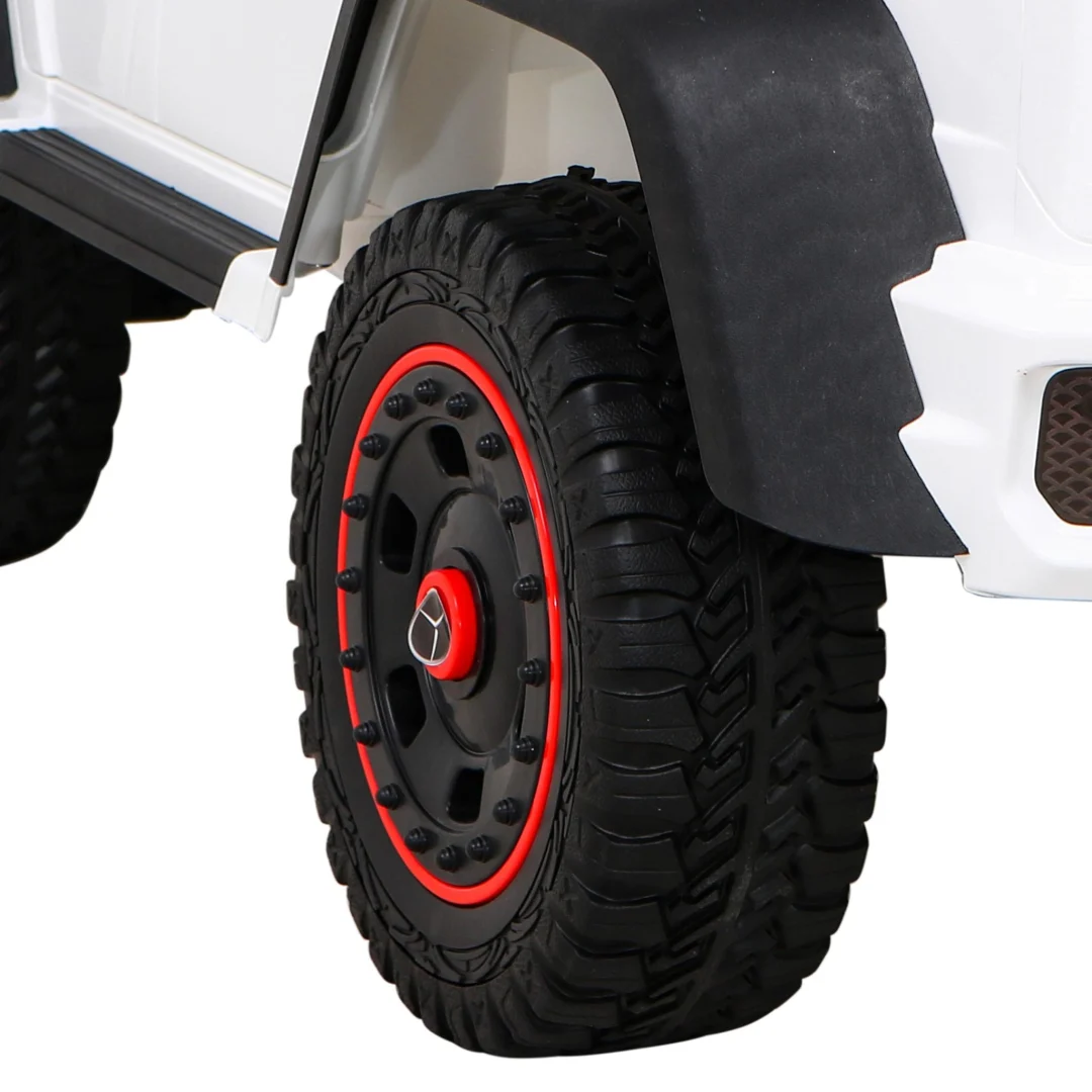Mercedes G63 AMG automobil na baterije bijeli + daljinski upravljač + 6 EVA kotača + spori, bijela_15