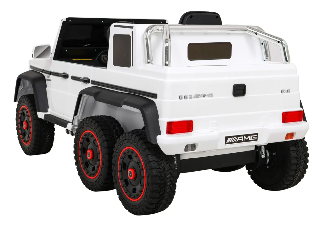 Mercedes G63 AMG automobil na baterije bijeli + daljinski upravljač + 6 EVA kotača + spori, bijela_5