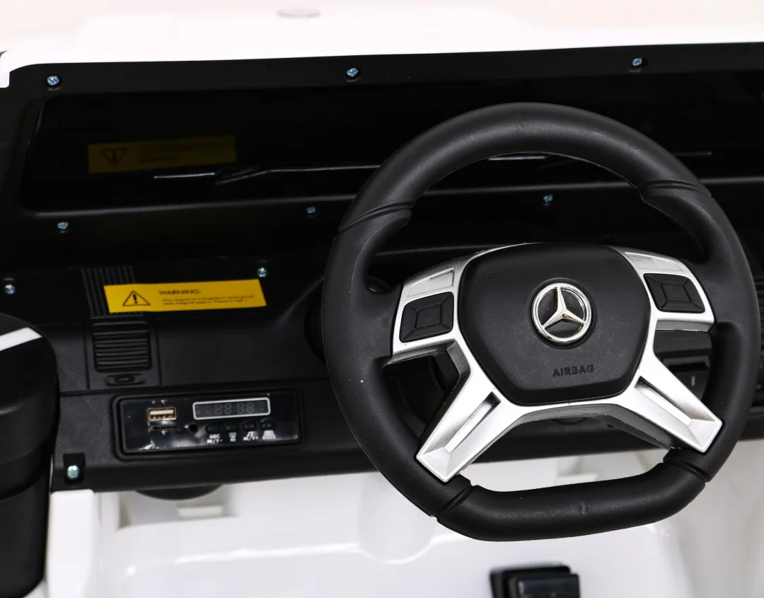 Mercedes G63 AMG automobil na baterije bijeli + daljinski upravljač + 6 EVA kotača + spori, bijela_8
