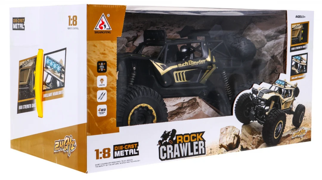 Metal Rock cruiser za djecu 3+ Model na daljinsko upravljanje 1:8 s pogonom na sva četiri, crna_10