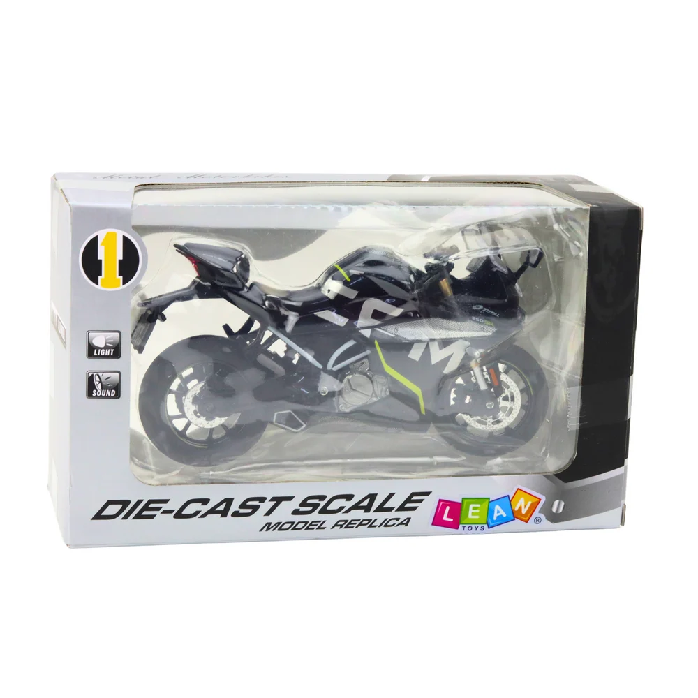 Metalna svjetla za sportske motocikle, zvukovi, crni 250 SR 1:12_4