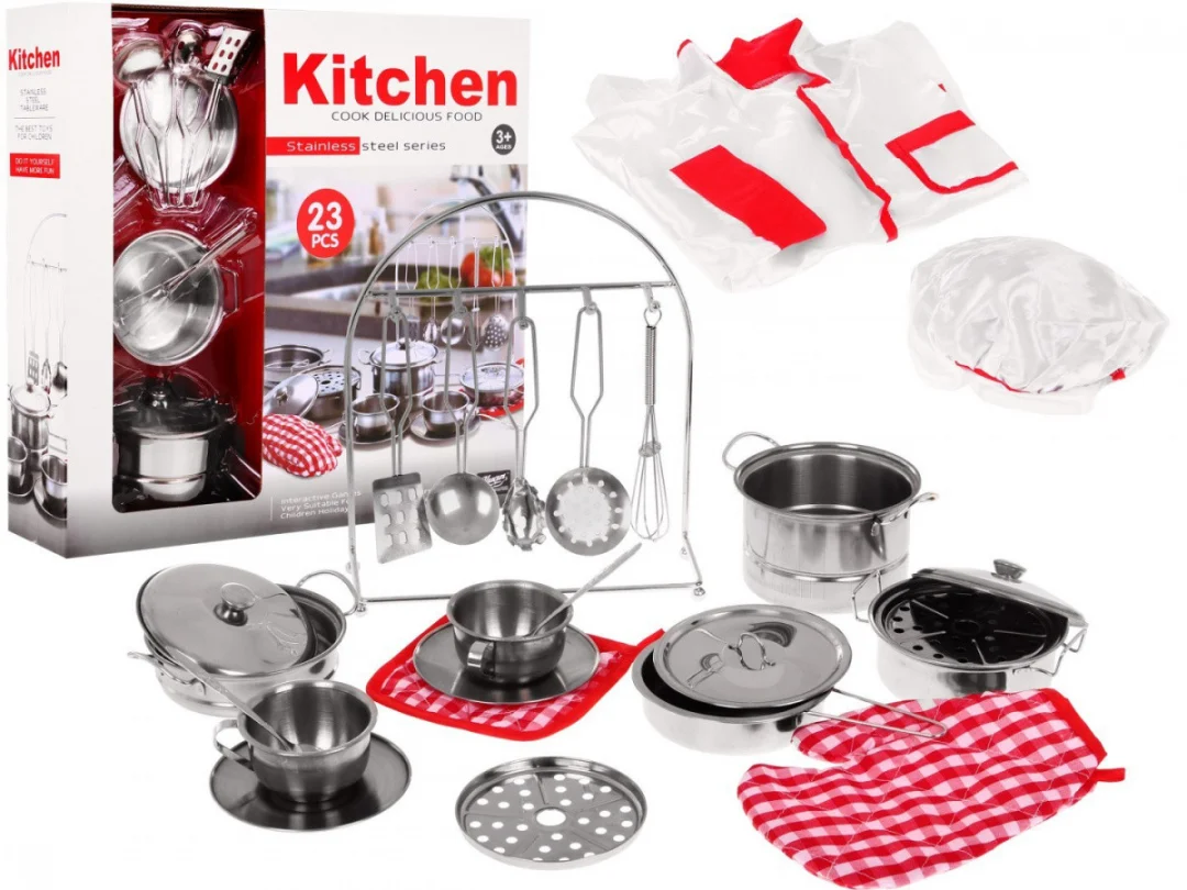 Metalni kuhinjski set s keceljom i rukavicom, 23 kom, 3+_1