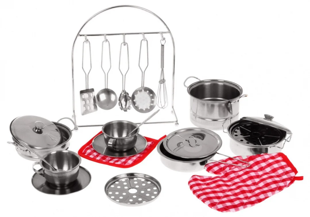 Metalni kuhinjski set s keceljom i rukavicom, 23 kom, 3+_2