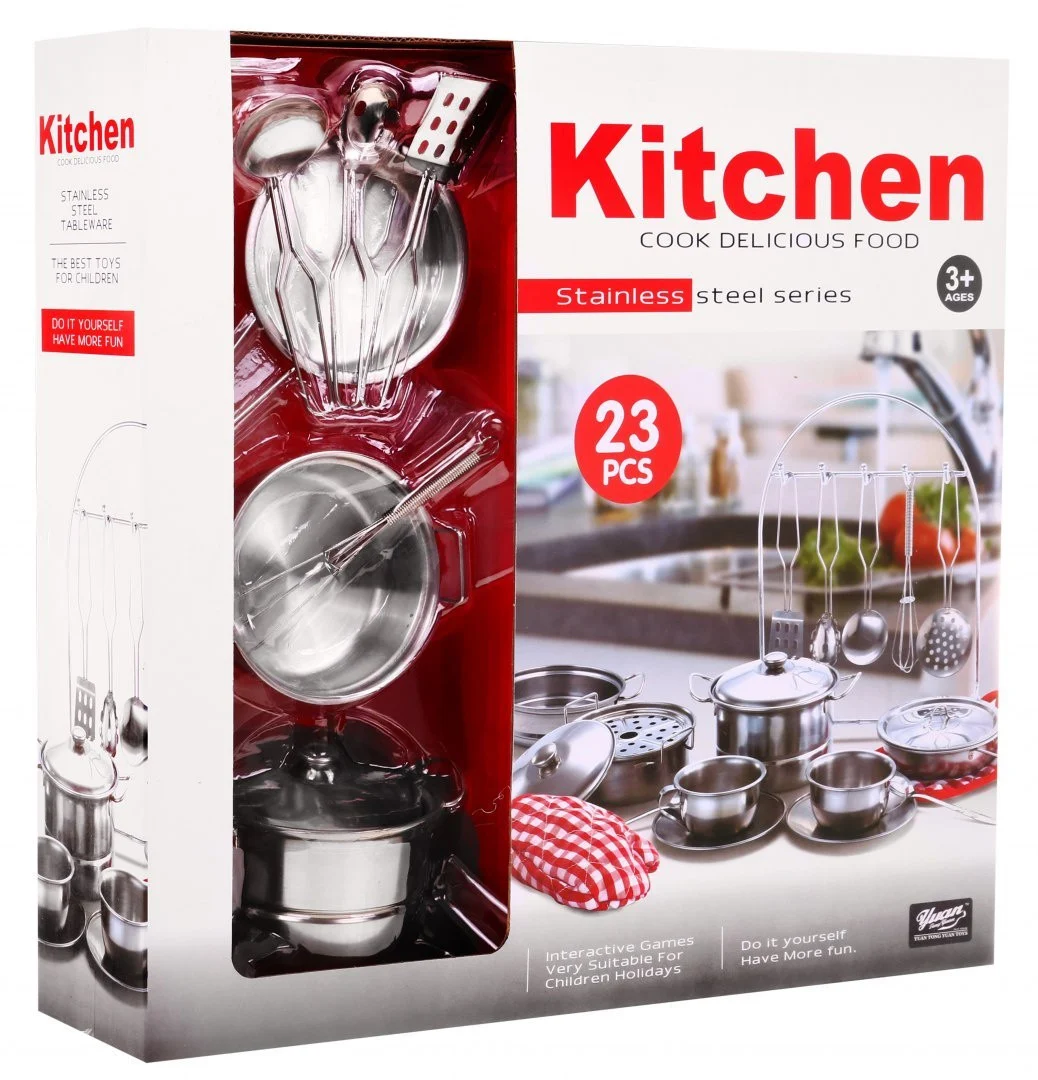 Metalni kuhinjski set s keceljom i rukavicom, 23 kom, 3+_4