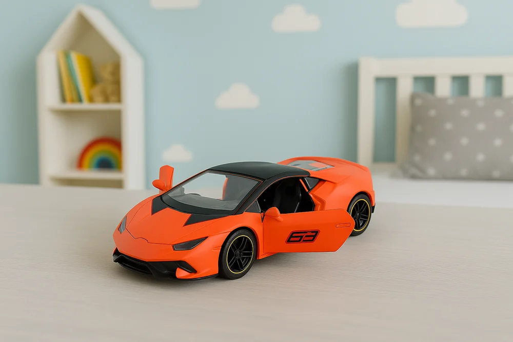 Metalni sportski automobil, povlačenje, narančasti, 1:43_3