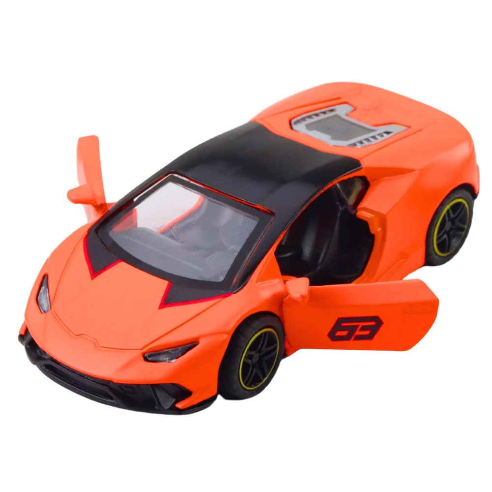 Metalni sportski automobil, povlačenje, narančasti, 1:43_5