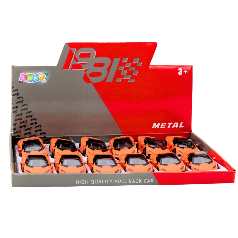 Metalni sportski automobil, povlačenje, narančasti, 1:43_7