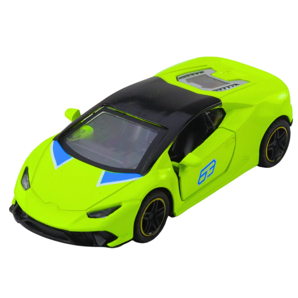 Metalni sportski automobil, povlačenje, neonsko zeleni, 1:43_2