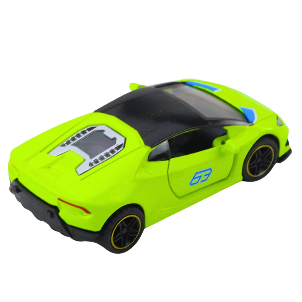 Metalni sportski automobil, povlačenje, neonsko zeleni, 1:43_5