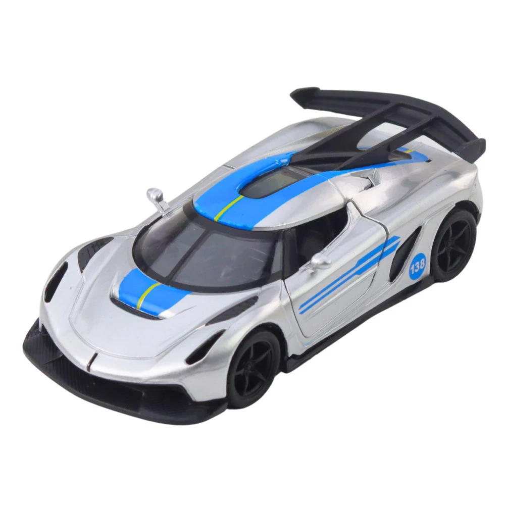 Metalni sportski automobil, povlačenje, srebrni, 1:32_2