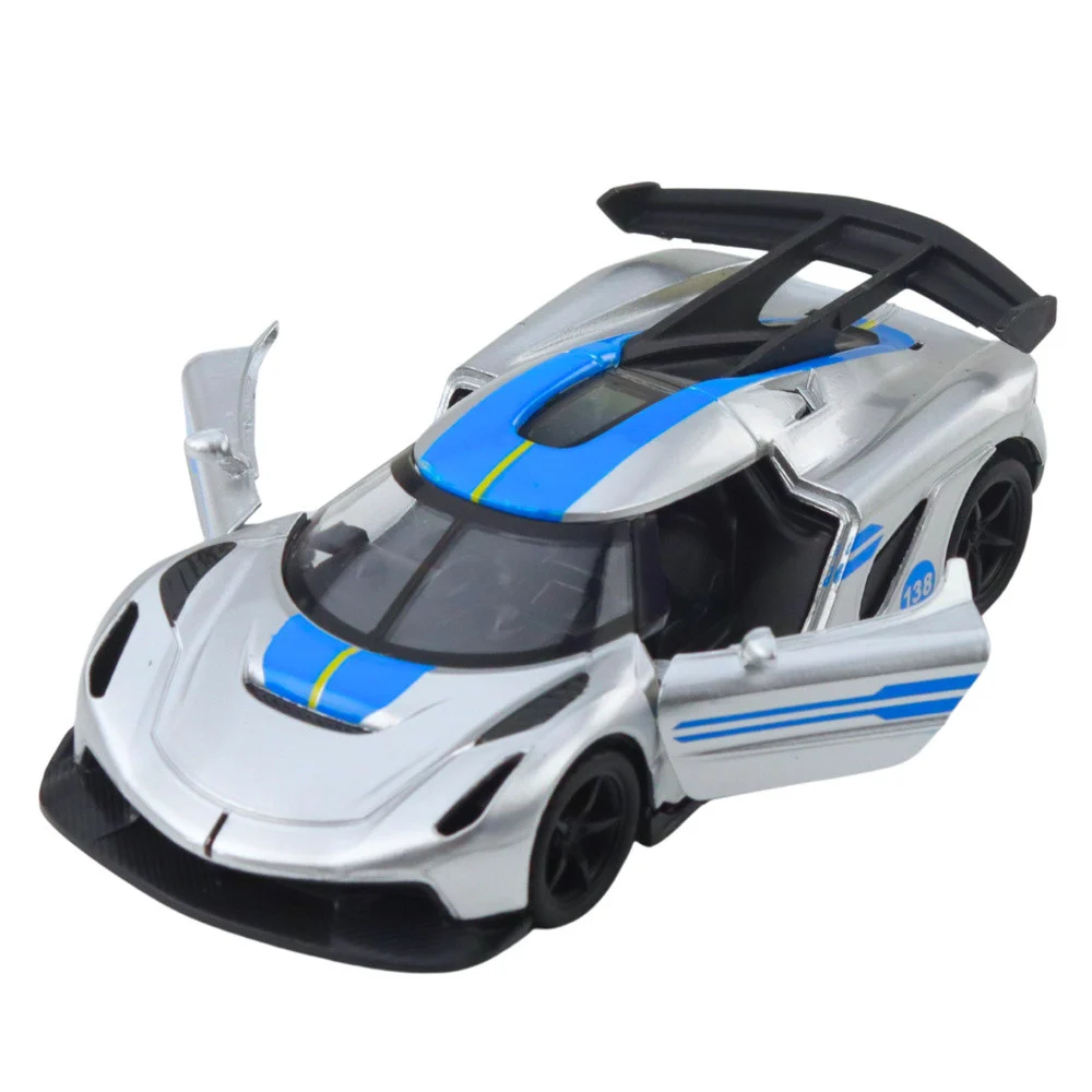 Metalni sportski automobil, povlačenje, srebrni, 1:32_4