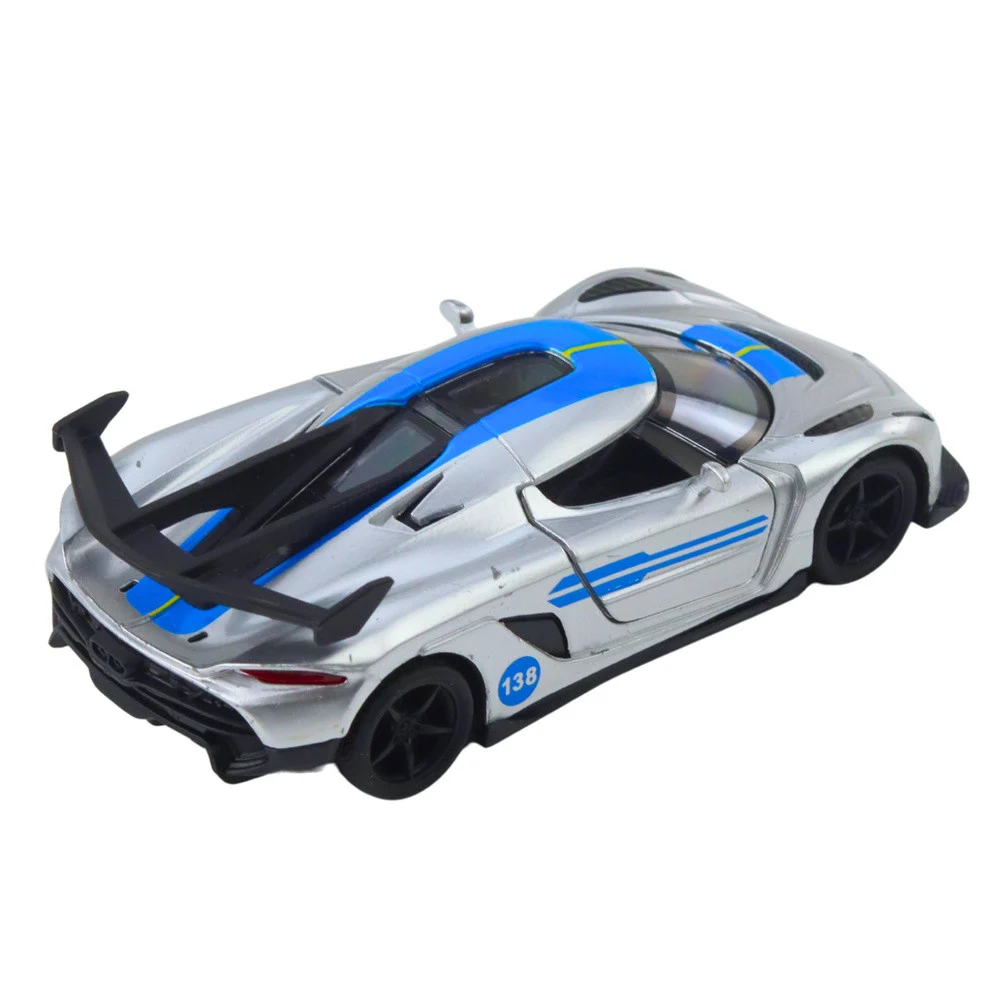 Metalni sportski automobil, povlačenje, srebrni, 1:32_5