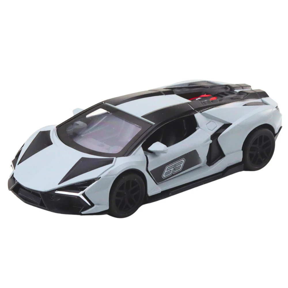 Metalni sportski automobil za utrke, otvaranje vrata, siva 1:32_2