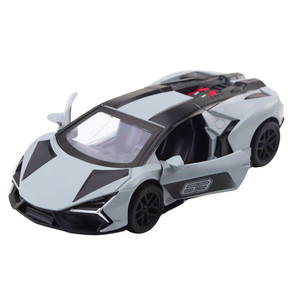 Metalni sportski automobil za utrke, otvaranje vrata, siva 1:32_3