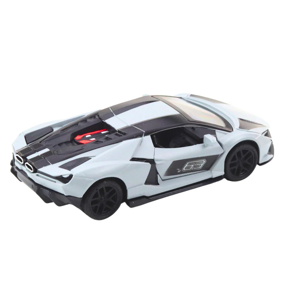 Metalni sportski automobil za utrke, otvaranje vrata, siva 1:32_5