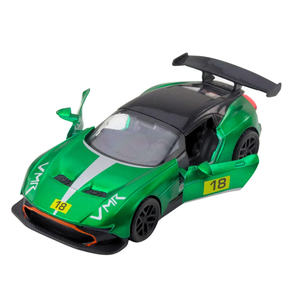 Metalni sportski automobil za utrke, otvaranje vrata, zelena boja 1:32_3