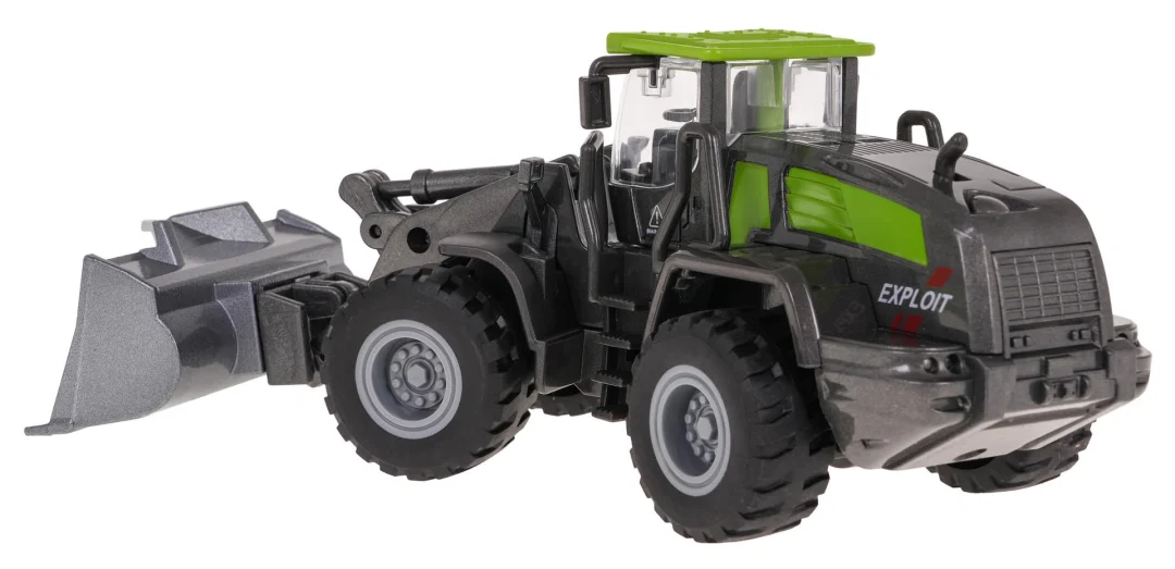 Metalni traktor s plugom crno-zeleni 3+_4