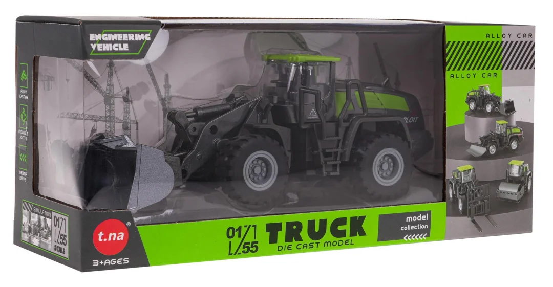 Metalni traktor s plugom crno-zeleni 3+_6