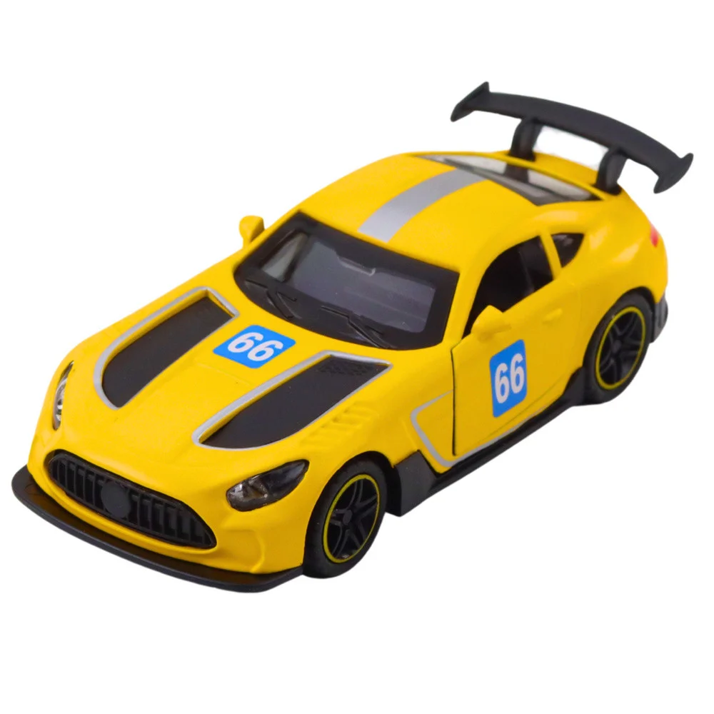 Metalni trkaći automobil, povlačenje, žuti, 1:43_2