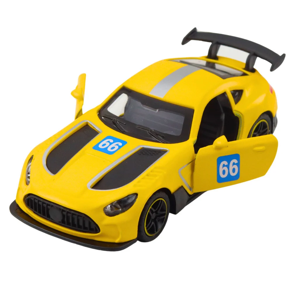 Metalni trkaći automobil, povlačenje, žuti, 1:43_3