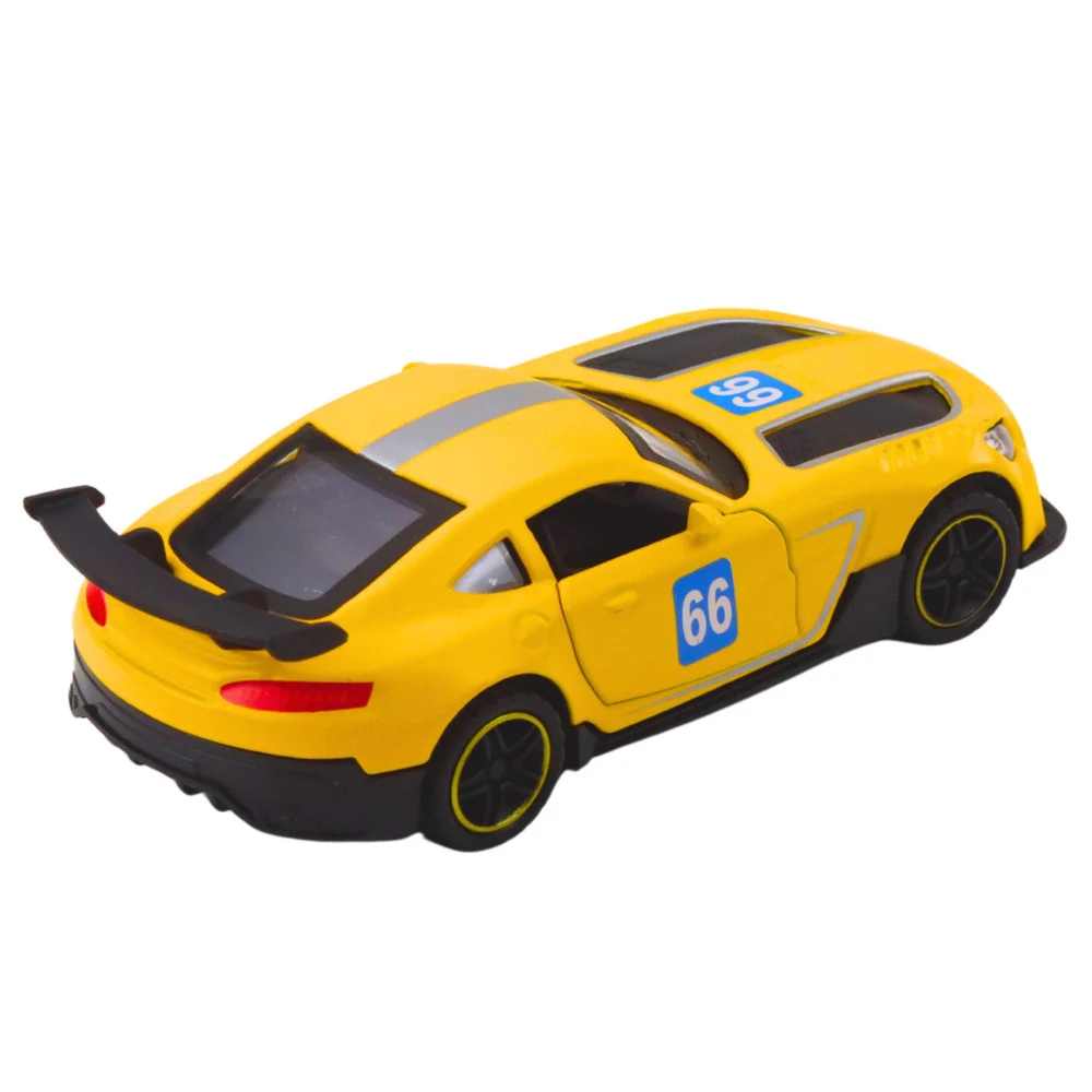Metalni trkaći automobil, povlačenje, žuti, 1:43_4